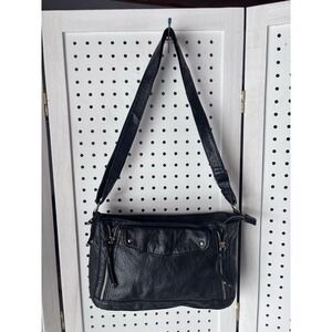 Under One Sky Black Faux Leather Shoulder Bag Purse Crossbody